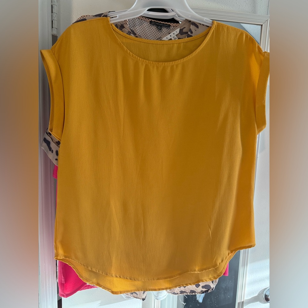 Relaxed Mustard Yellow Short Sleeve Blouse